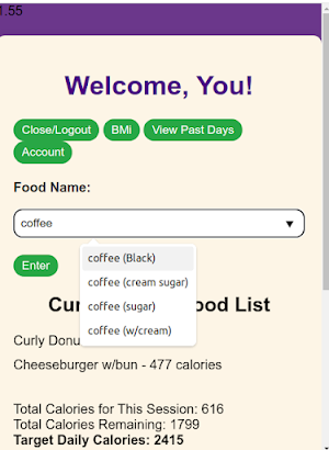 Calorie Counter Plus Screenshot 1