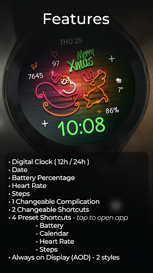TVV Neon Xmas Watch Face Screenshot 2