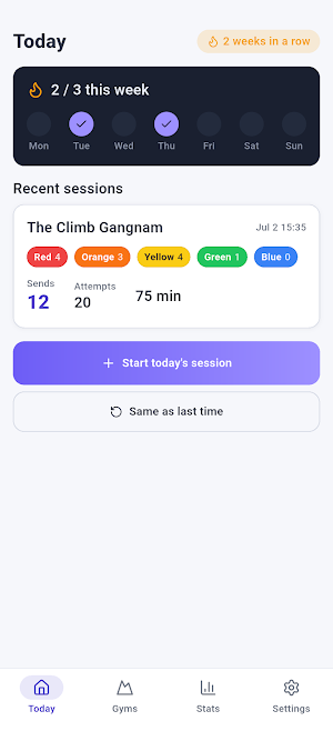 ClimbLog: Climbing Workout Log Screenshot 0