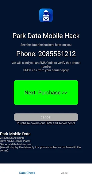 Park Data Mobile Hack Screenshot 1