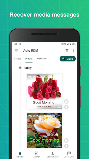 Auto RDM - Recover deleted messages & status saver Screenshot 2