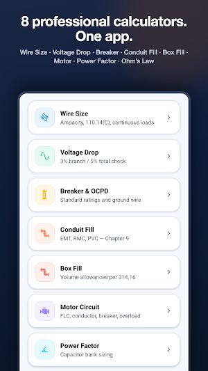 NEC Electrical Calculator Screenshot 2