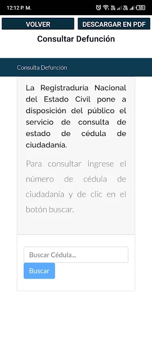 Registro de Defunción Colombia Screenshot 1