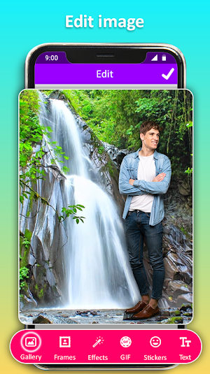 Photo Editor Frames: Water fall Background Screenshot 2