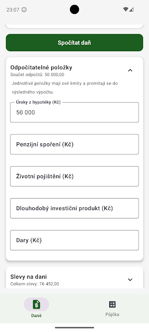 Daňová a finanční kalkulačka Screenshot 1