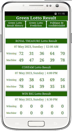 Green Lotto Results Screenshot 0