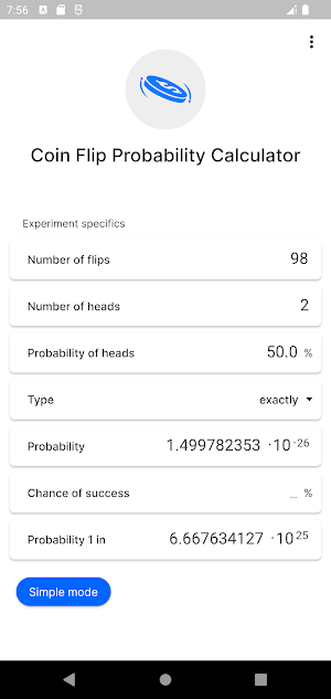 Coin Flip Probability Screenshot 2