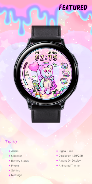 Pastel Love Bear - Watchface Screenshot 0