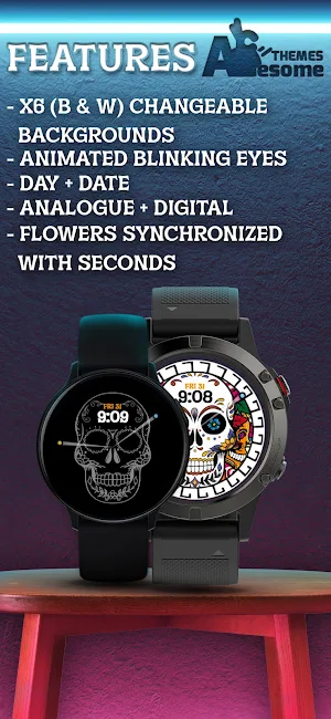 AnimatedSkull WearOS WatchFace Screenshot 3