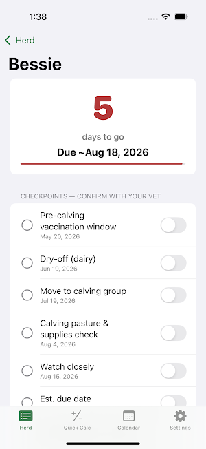 BredDay: Gestation Calculator Screenshot 1