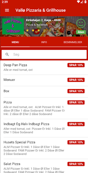 Vallø Pizzaria & Grillhouse Screenshot 0