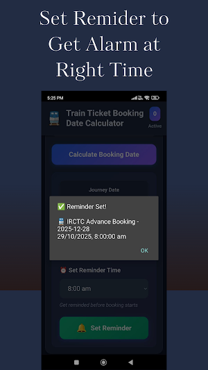 Train Ticket Booking Date Cal Screenshot 2