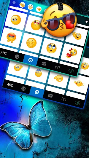 Neon Blue Butterfly Keyboard Background Screenshot 3