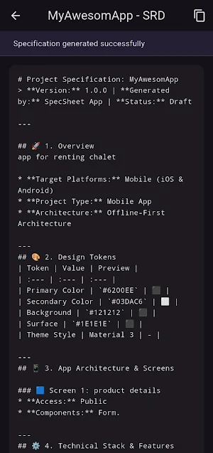 SpecSheet Screenshot 3
