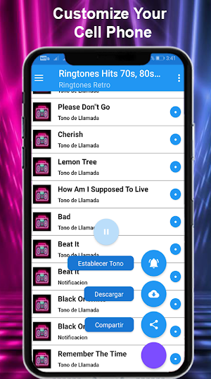 Free mobile ringtone Hits from the 70s, 80s, & 90s Screenshot 1