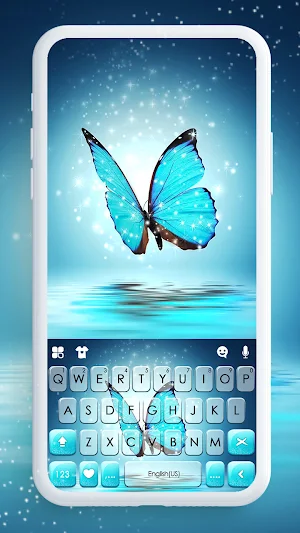 Shine Blue Butterfly Keyboard Background Screenshot 0