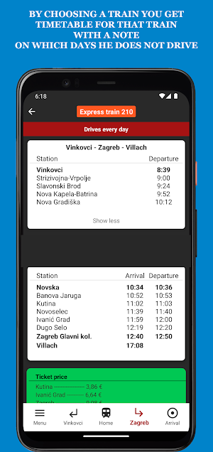 Train timetable Novska 2023 Screenshot 3