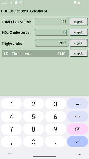 LDL Cholesterol Calculator Screenshot 3