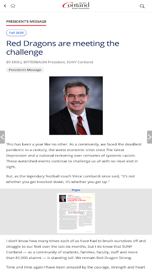 SUNY Cortland Alumni Magazine Screenshot 2