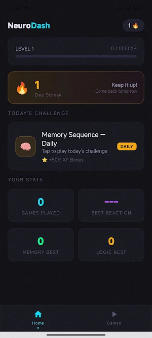 QuickIQ Memory Game -NeuroDash Screenshot 1