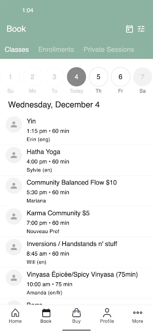 Akasha Yoga Montreal Screenshot 1