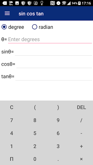 sin cos tan calc Screenshot 0