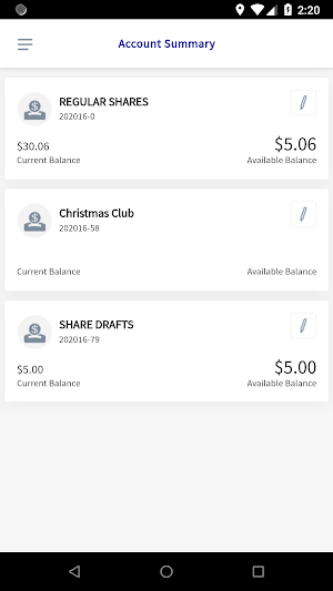 PGAFCU Mobile Banking Screenshot 2