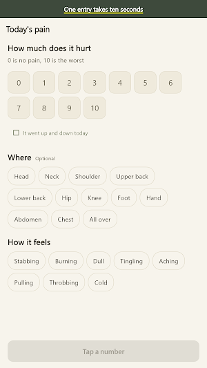 Pain Diary - Doctor Report Screenshot 1