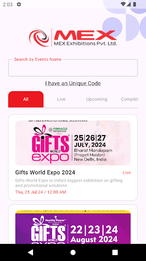 MEX Events Screenshot 1