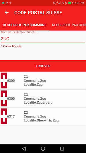 SWISS POSTCODE Screenshot 3