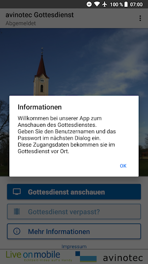 avinotec live church service Screenshot 0