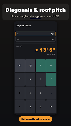 Tape Calc: Feet Inch Fraction Screenshot 2