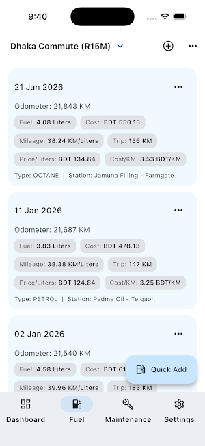 Moto Mileage – Fuel Tracker Screenshot 2