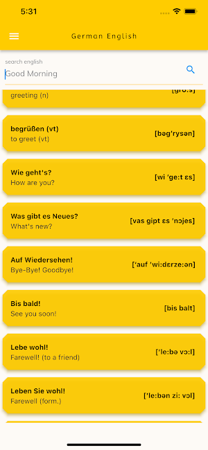 German English Dictionary Screenshot 1