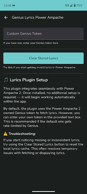 Lyrics Plugin Power Ampache 2 Screenshot 1