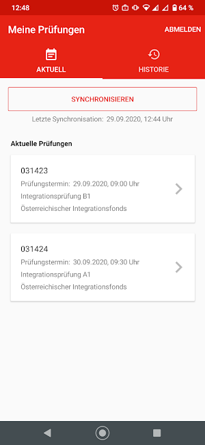 ÖIF Prüfungen Screenshot 1