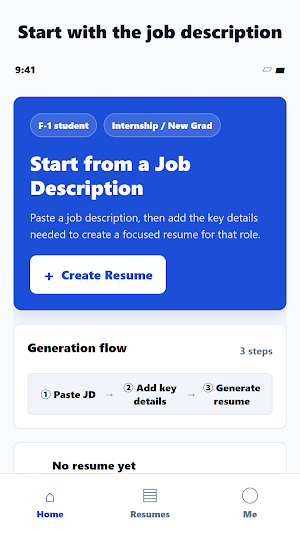 F-1 Resume Builder: US Jobs Screenshot 0