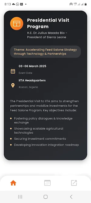 IITA Events Screenshot 1