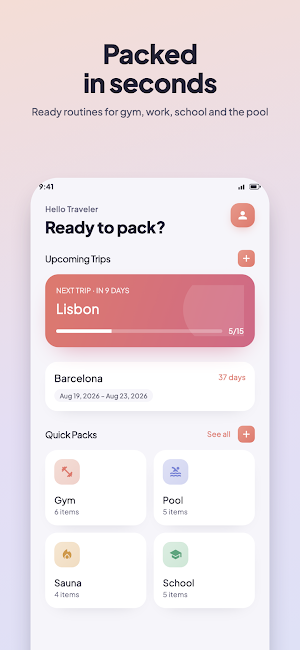 PackMeUp — AI Packing Lists Screenshot 0