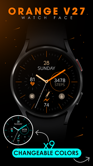 Minimal Orange v27 watch face Screenshot 1