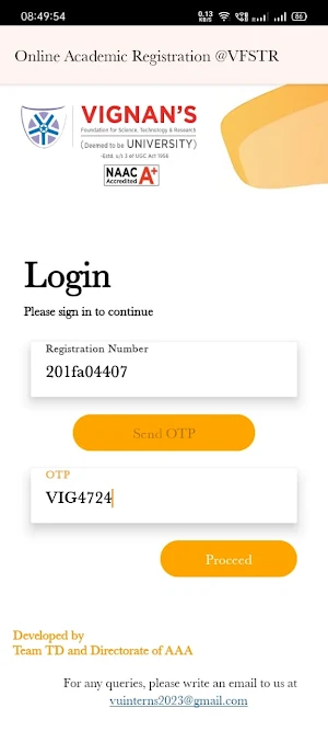 VFSTR COURSE REGISTRATION Screenshot 0