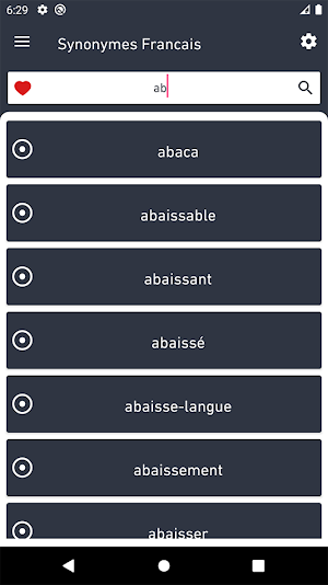 French Synonyms dictionary Screenshot 0