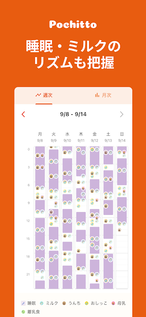 育児・授乳のかんたん記録: Pochitto ポチッと育児 Screenshot 2