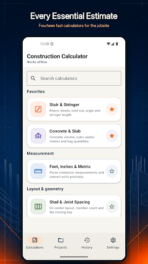 Construction Calculator Screenshot 0