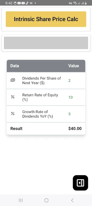 Intrinsic Share Price Calc Screenshot 1