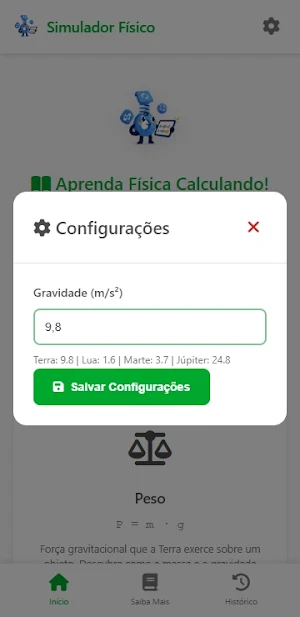 Simulador Físico Calculadora Screenshot 1