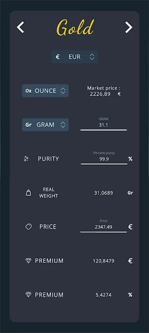 Gold Silver Premium Calculator Screenshot 2