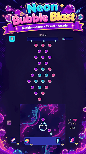 Neon Bubble Blast Screenshot 1