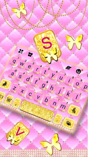 Pink Gold Butterflies Keyboard Theme Screenshot 1