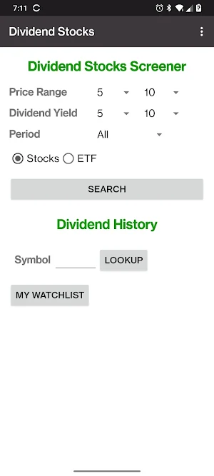 Dividend Stocks Screenshot 0